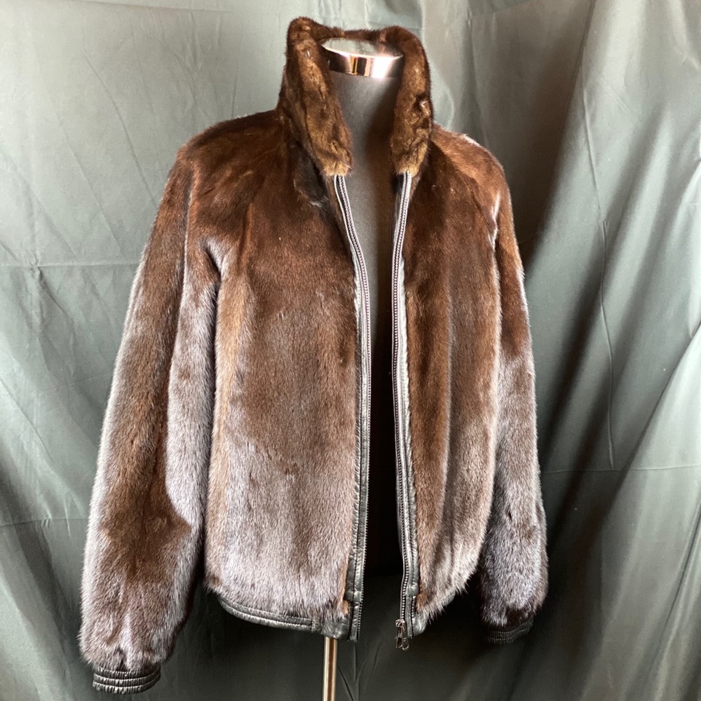 XL Leather And Mink Reversible Winter Coat